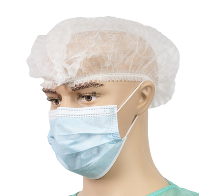 21&quot; White Disposable Non Woven Bouffant Cap For Food Processing