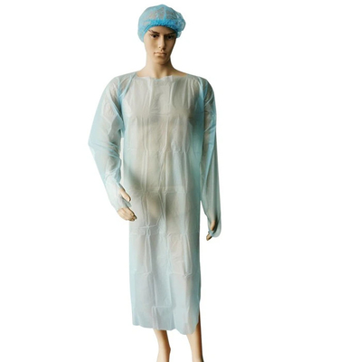 Cast Polyethylene Disposable Blue Gowns With Long Sleeves Open Back Side