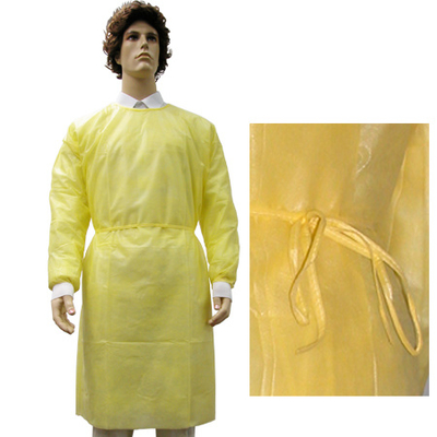 CPE Sterile Disposable Gowns Long Sleeves Isolation Gown 16-45gsm For Hospital &amp; Clinic