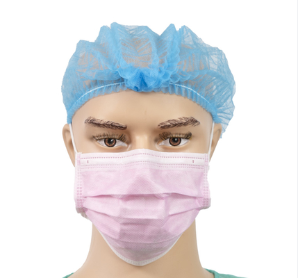 Blue Disposable Non Woven Cap  , Bouffant Hair Nets For Food Processing