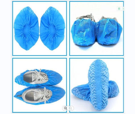 Dust Proof Disposable Shoe Cover Non Woven Anti Skid Blue Color