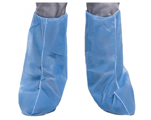 Customized SMS Disposable Boots Cover Blue Color With Elastic