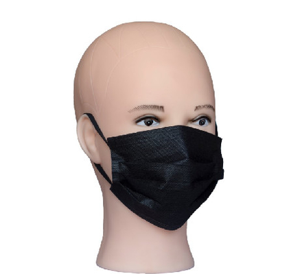Non Woven Disposable Face Mask 3 Ply 25gr Black Color With Ear Loops