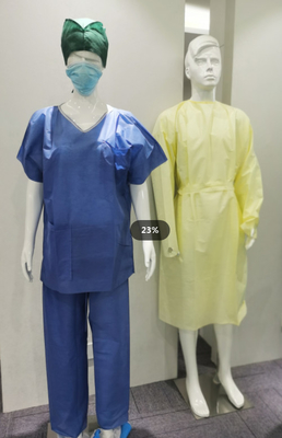 SMS Hospital Disposable Scrub Suits With Short Sleeves Blue Color