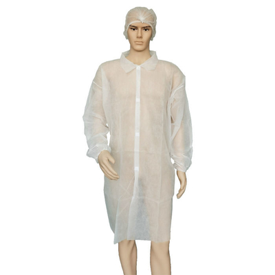 CE Certified Non Woven Visitor Coat Disposable With Velcro Long Sleeves